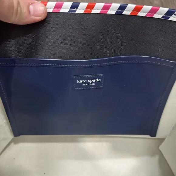 Kate Spade Par Avion Air Mail Tote Red White Blue Double Handle Shoulder Bag - Picture 10 of 10
